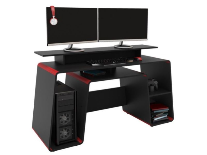 Birlea Onyx Black And Red Gaming Desk