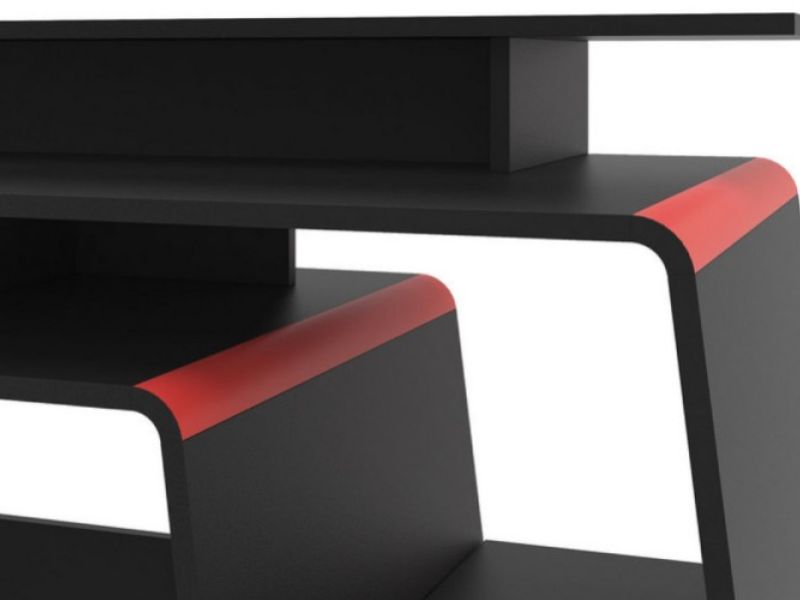 Birlea Onyx Black And Red Gaming Desk