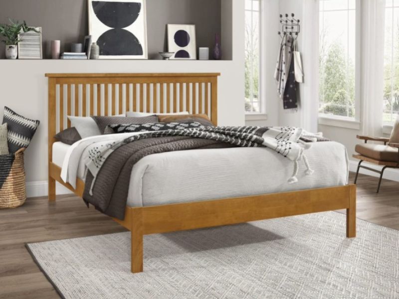 Time Living Ascot 5ft Kingsize Oak Finish Wooden Bed Frame