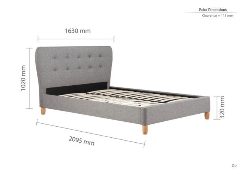Birlea Stockholm 4ft6 Double Grey Fabric Bed Frame