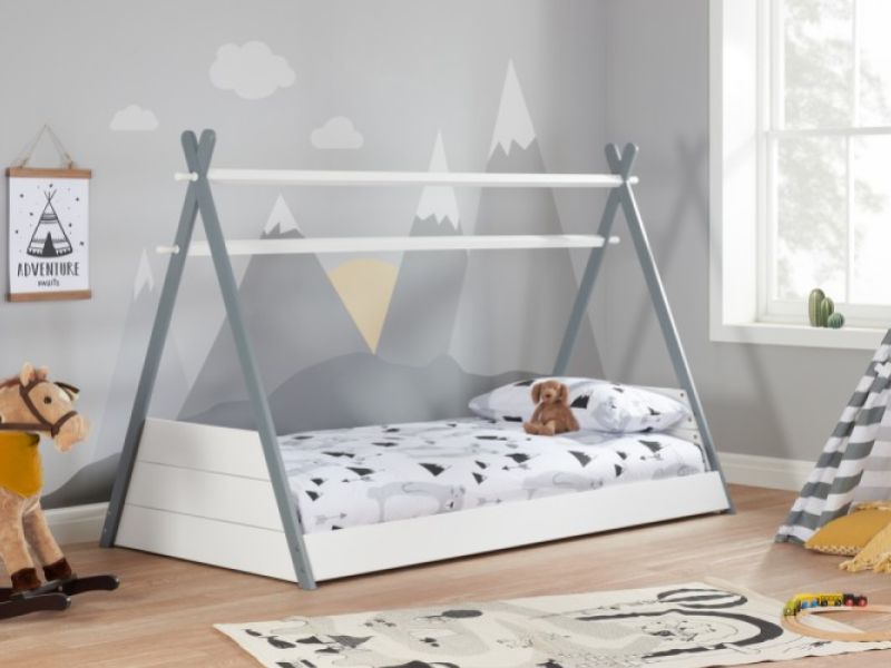 Birlea Teepee 3ft Single Grey And White Wooden Bed Frame