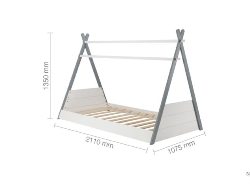 Birlea Teepee 3ft Single Grey And White Wooden Bed Frame