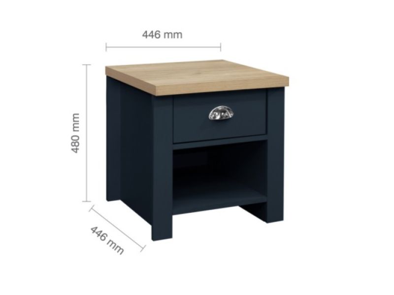 Birlea Highgate Navy Blue And Oak Finish Lamp Table