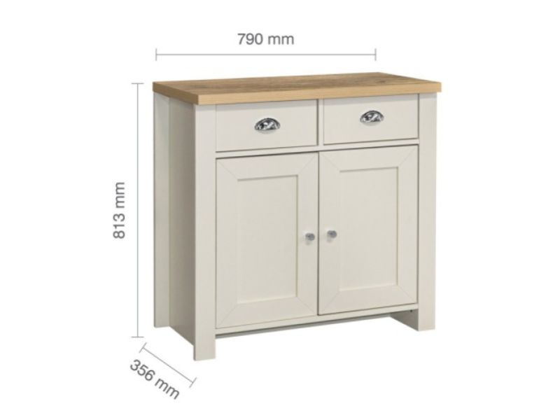 Birlea Highgate Cream And Oak Finish 2 Drawer 2 Door Sideboard