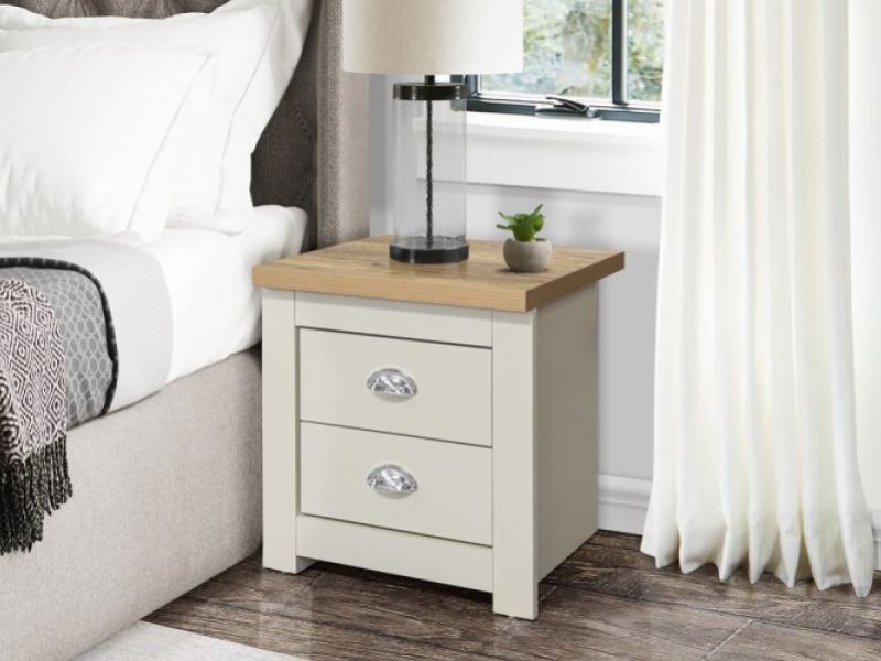 Birlea Highgate Cream And Oak Finish 2 Drawer Bedside