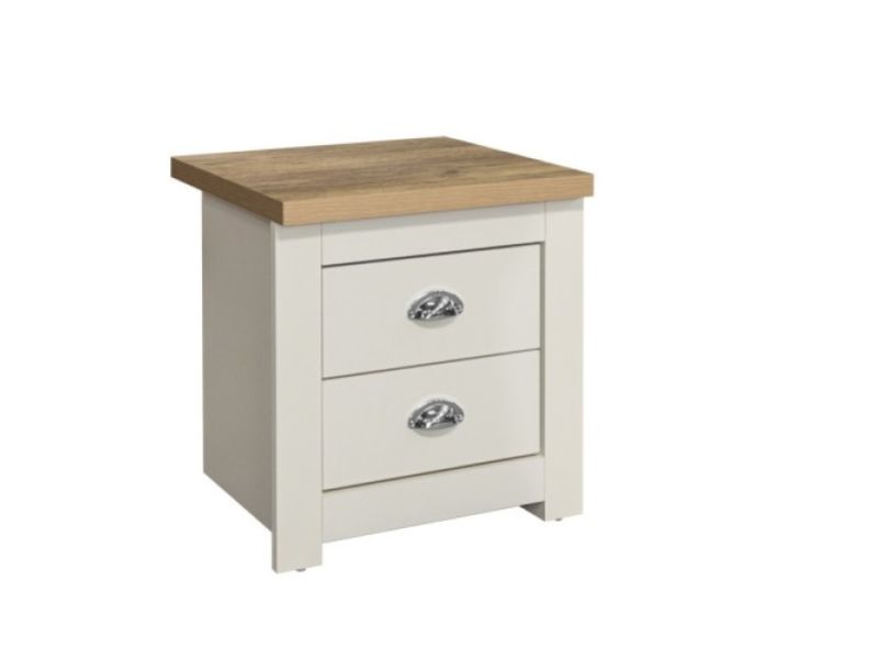 Birlea Highgate Cream And Oak Finish 2 Drawer Bedside