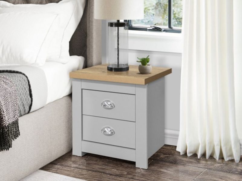 Birlea Highgate Grey And Oak Finish 2 Drawer Bedside