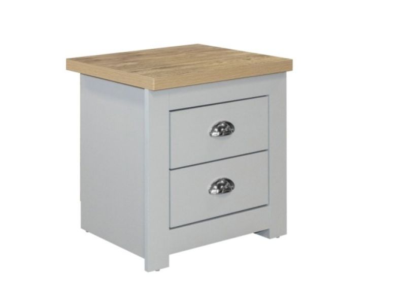 Birlea Highgate Grey And Oak Finish 2 Drawer Bedside