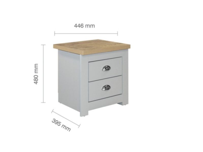 Birlea Highgate Grey And Oak Finish 2 Drawer Bedside