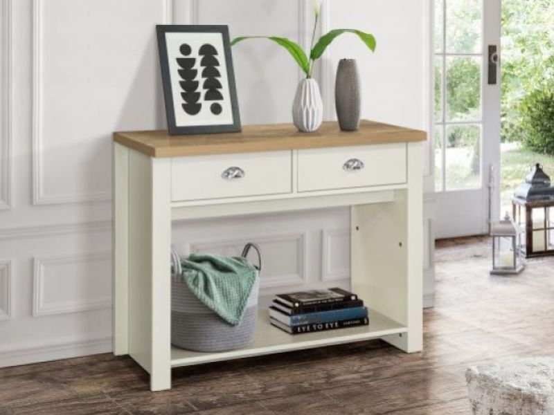 Birlea Highgate Cream And Oak Finish 2 Drawer Console Table