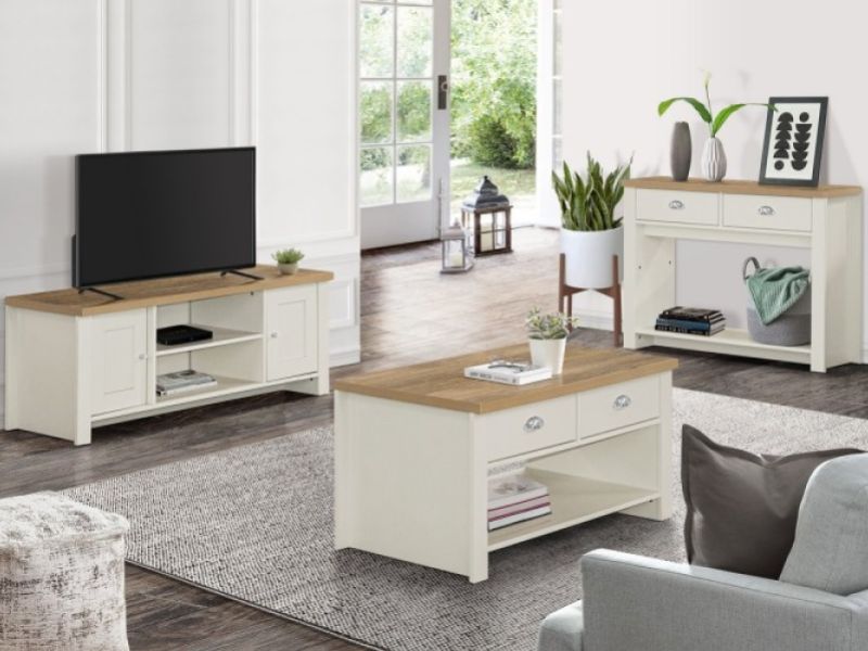 Birlea Highgate Cream And Oak Finish 2 Drawer Coffee Table