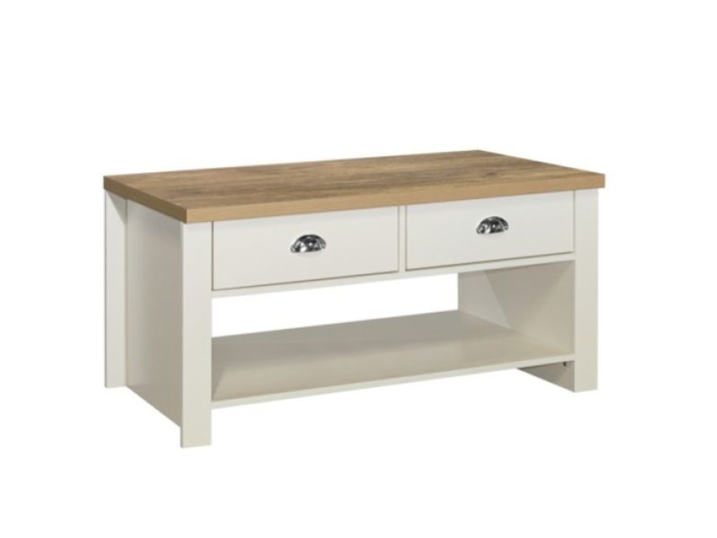 Birlea Highgate Cream And Oak Finish 2 Drawer Coffee Table