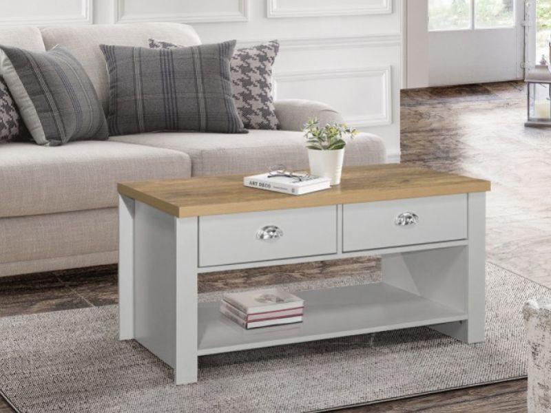 Birlea Highgate Grey And Oak Finish 2 Drawer Coffee Table