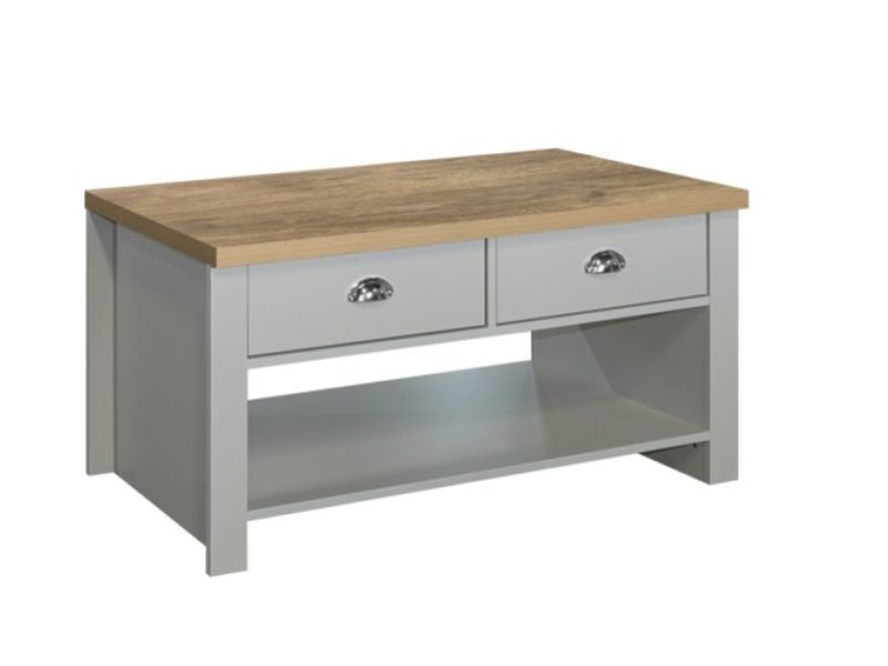 Birlea Highgate Grey And Oak Finish 2 Drawer Coffee Table