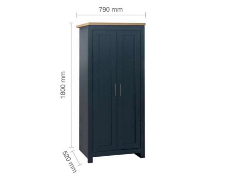 Birlea Highgate Navy Blue And Oak Finish 2 Door Wardrobe