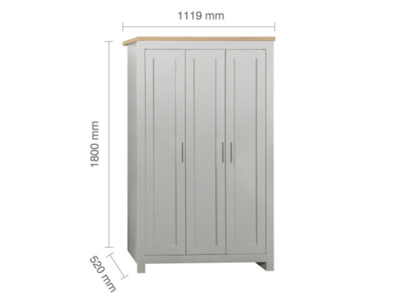 Birlea Highgate Grey And Oak Finish 3 Door Wardrobe