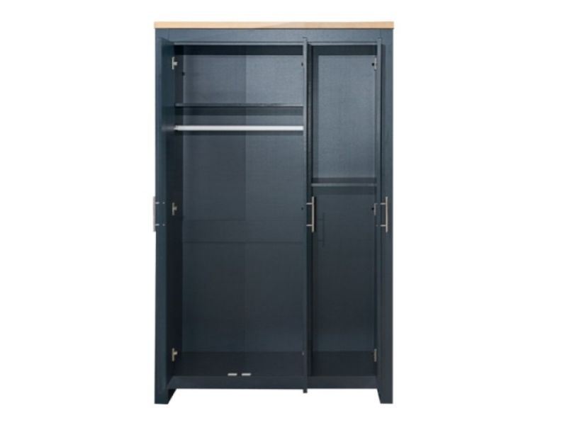 Birlea Highgate Navy Blue And Oak Finish 3 Door Wardrobe