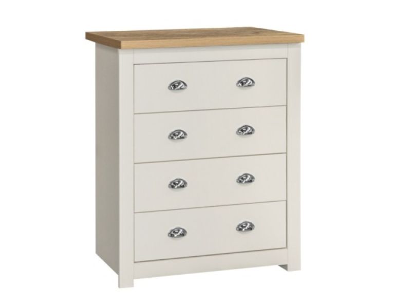 Birlea Highgate Cream And Oak Finish 4 Drawer Chest