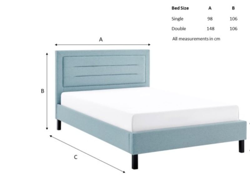 Limelight Picasso 3ft Single Duck Egg Blue Fabric Bed Frame