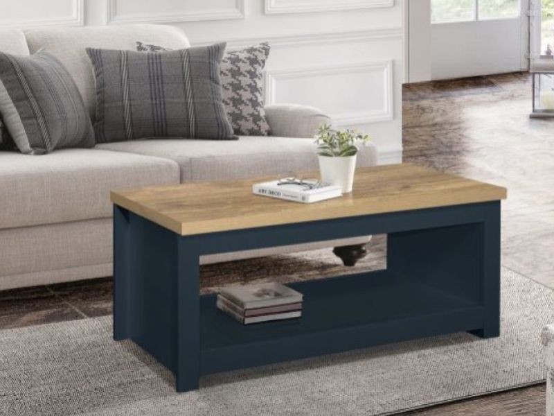 Birlea Highgate Navy Blue And Oak Finish Coffee Table