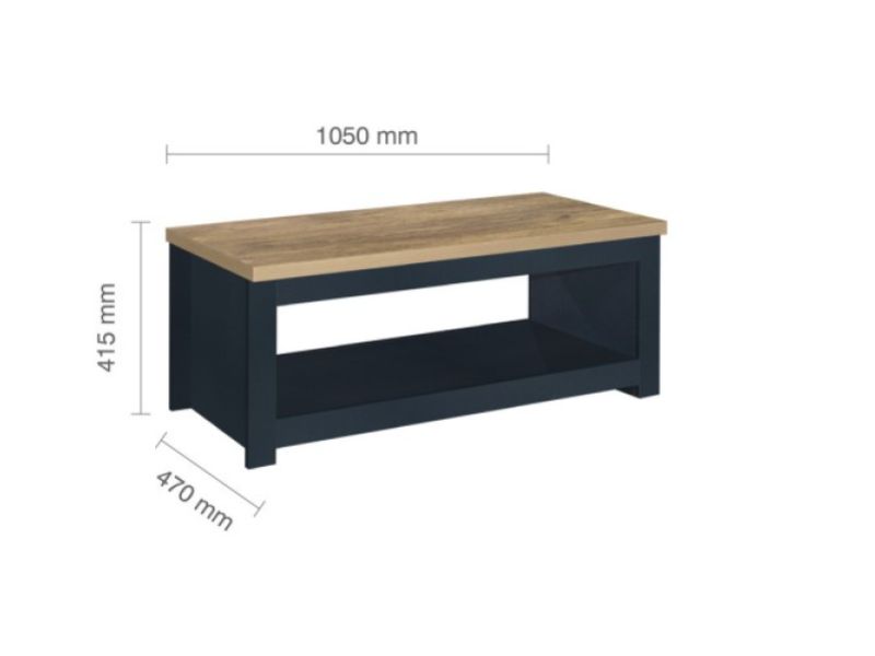 Birlea Highgate Navy Blue And Oak Finish Coffee Table