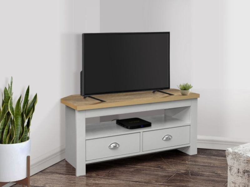 Birlea Highgate Grey And Oak Finish Corner TV Unit