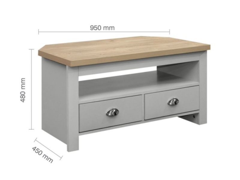 Birlea Highgate Grey And Oak Finish Corner TV Unit