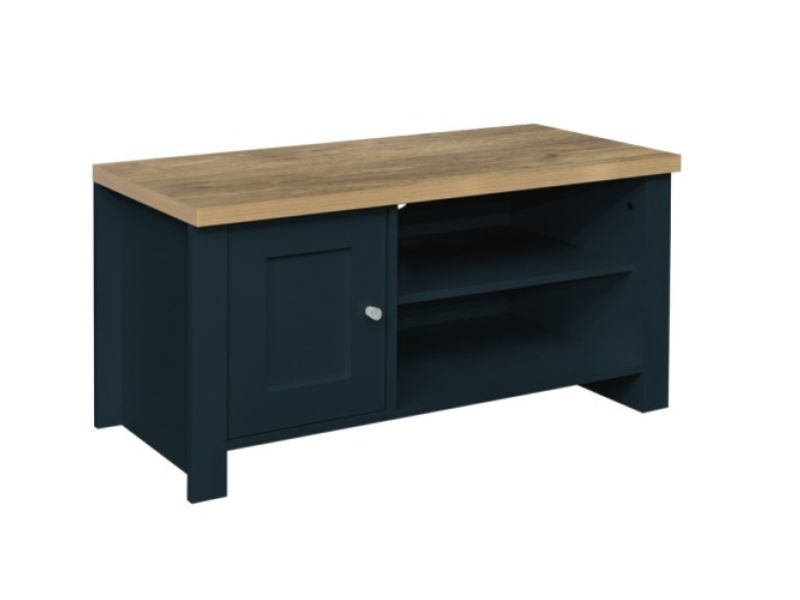 Birlea Highgate Navy Blue And Oak Finish Small TV Unit