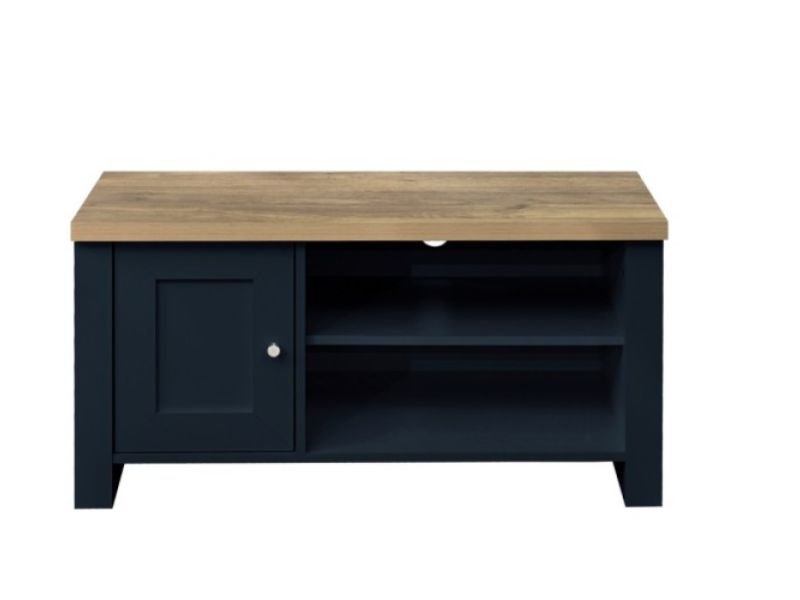 Birlea Highgate Navy Blue And Oak Finish Small TV Unit