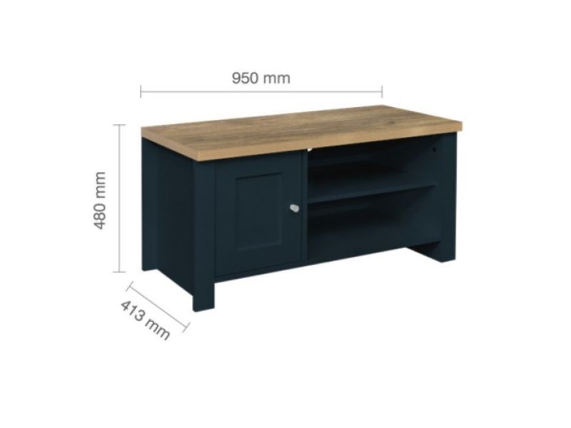 Birlea Highgate Navy Blue And Oak Finish Small TV Unit