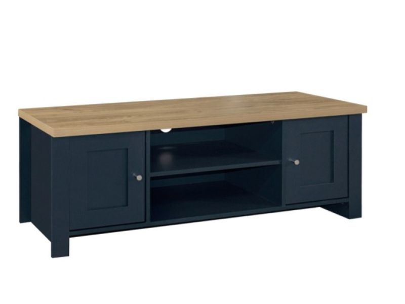 Birlea Highgate Navy Blue And Oak Finish Large TV Unit