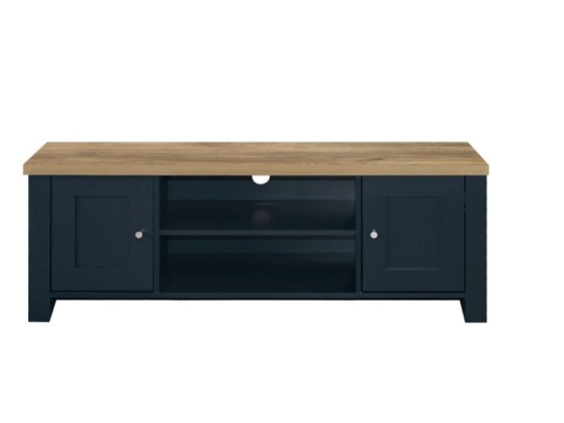 Birlea Highgate Navy Blue And Oak Finish Large TV Unit