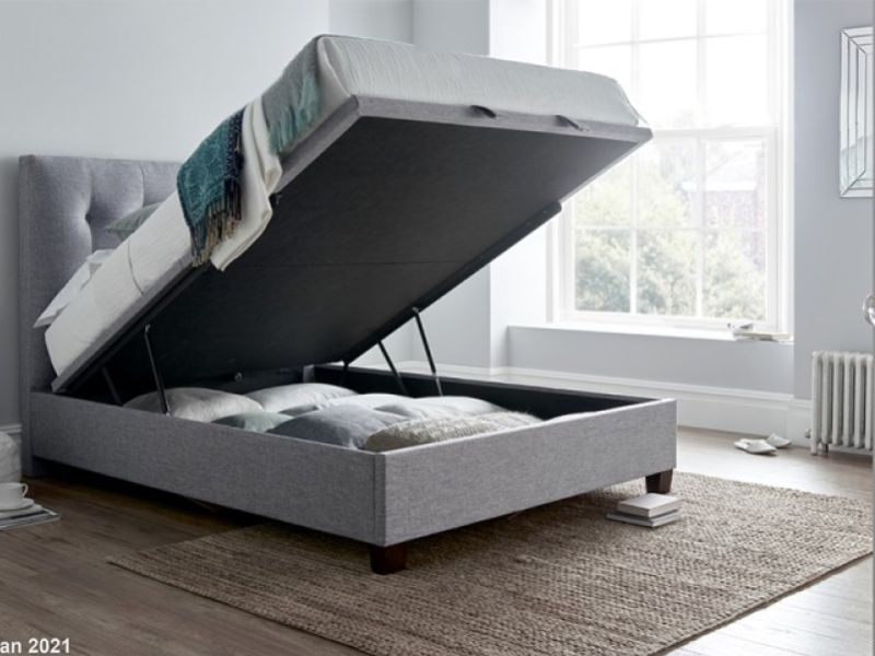 Kaydian Lumley 4ft6 Double Marbella Grey Fabric Ottoman Storage Bed