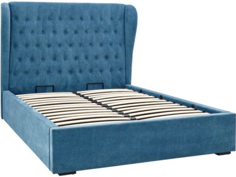 GFW Dakota 4ft6 Double Teal Upholstered Fabric Ottoman Bed Frame