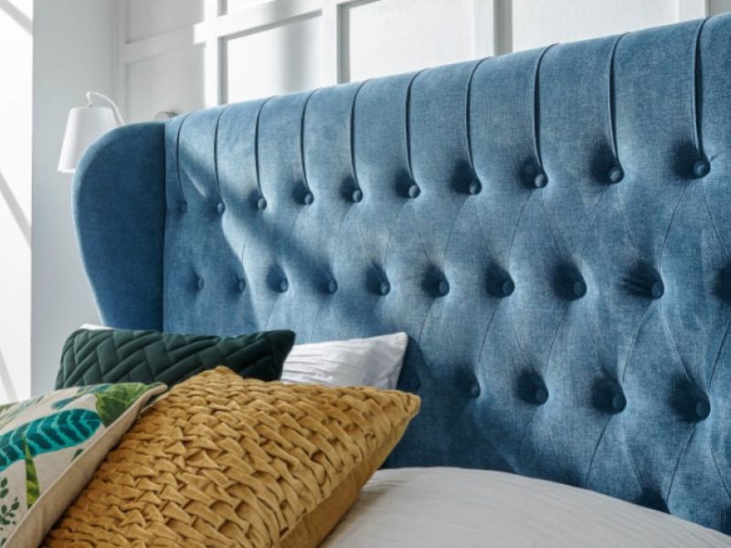 GFW Dakota 5ft Kingsize Teal Upholstered Fabric Ottoman Bed Frame