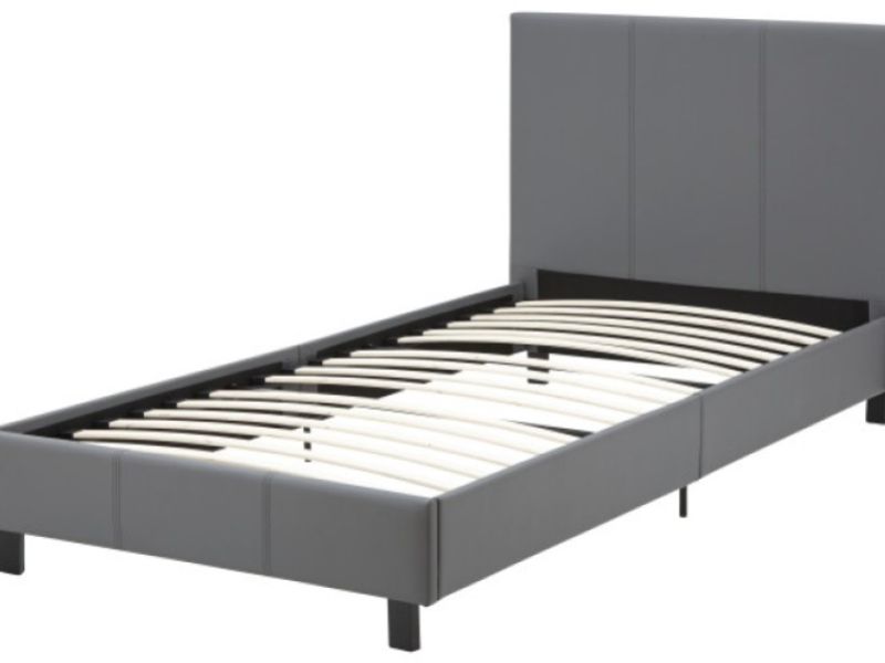 GFW Bed In A Box 3ft Single Grey Faux Leather Bed Frame