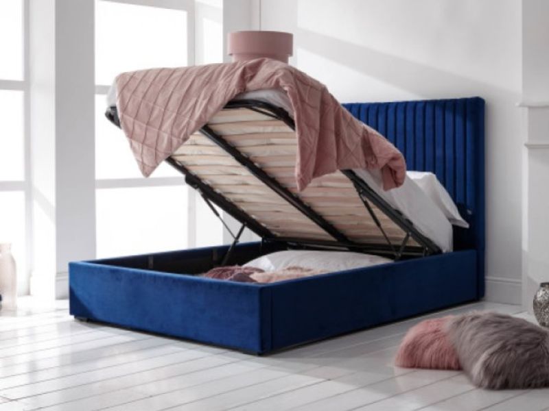 GFW Milazzo 4ft6 Double Royal Blue Fabric Ottoman Bed Frame
