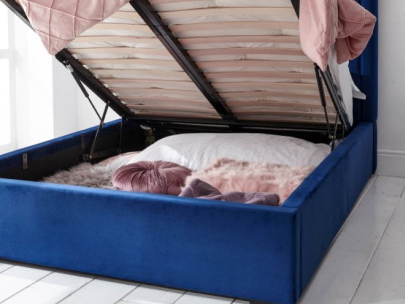 GFW Milazzo 4ft6 Double Royal Blue Fabric Ottoman Bed Frame
