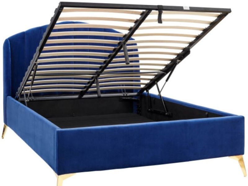 GFW Pettine 5ft Kingsize Royal Blue Fabric Ottoman Bed Frame