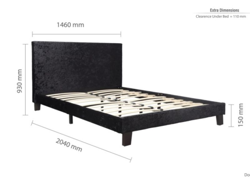 Birlea Berlin 4ft6 Double Black Crushed Velvet Fabric Bed Frame