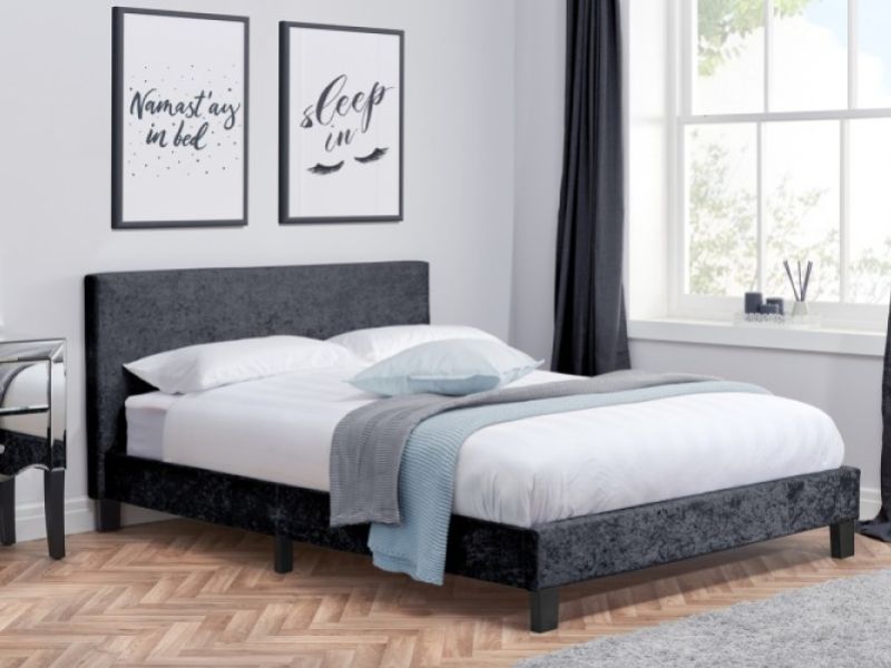 Birlea Berlin 5ft Kingsize Black Crushed Velvet Fabric Bed Frame