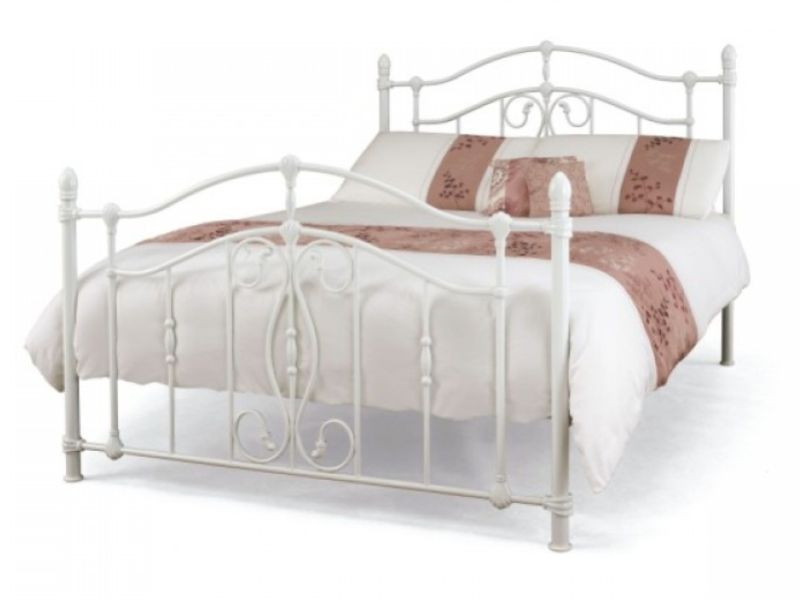 Serene Nice 4ft6 Double White Metal Bed, White Metal Single Bed Frame Uk