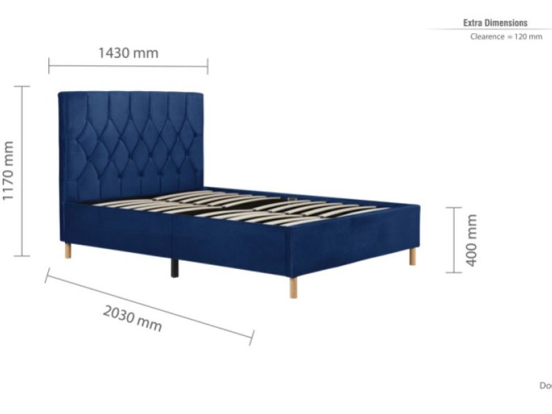 Birlea Loxley 4ft6 Double Blue Fabric Bed Frame