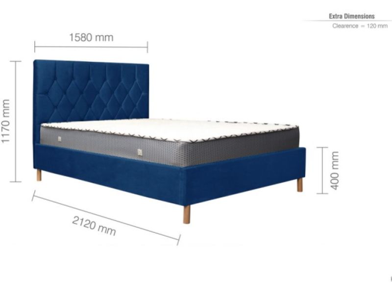 Birlea Loxley 5ft Kingsize Blue Fabric Bed Frame