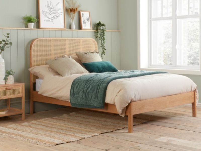 Birlea Margot Oak And Rattan 4ft6 Double Bed Frame