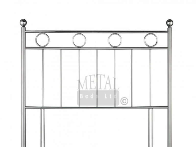 STORE CLEARANCE Metal Beds London 4ft6 Double Silver And Chrome Headboard