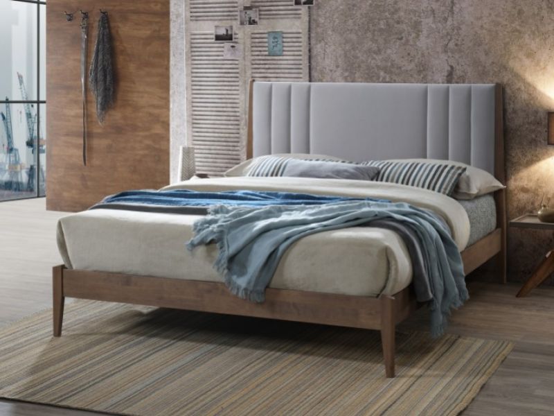STORE CLEARANCE Time Living Cheslyn 4ft6 Double Light Grey Fabric Bed Frame