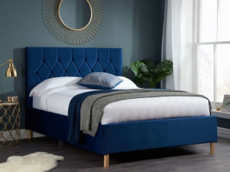 Birlea Loxley 4ft6 Double Blue Fabric Bed Frame