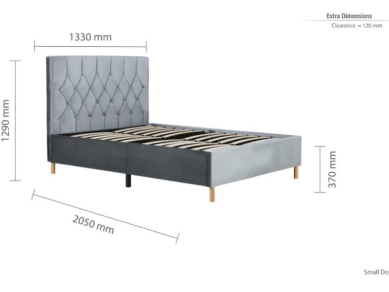 Birlea Loxley 4ft Small Double Grey Fabric Bed Frame