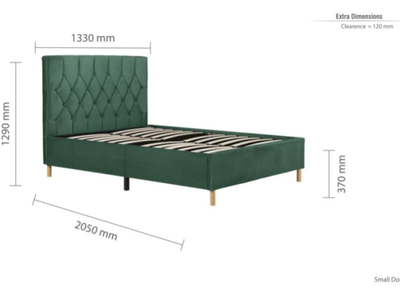 Birlea Loxley 4ft Small Double Green Fabric Bed Frame